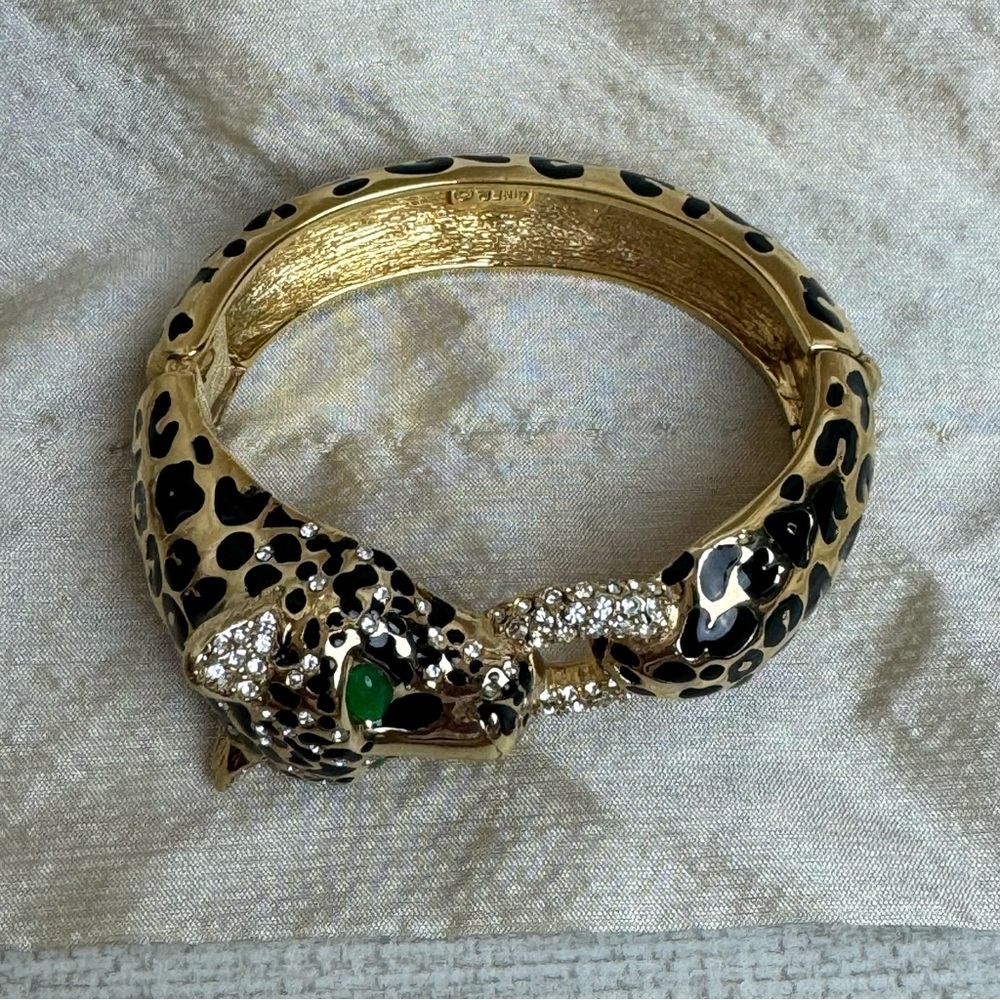Vintage Ciner Click Clack Hinged Leopard Bracelet - Picture 10 of 10